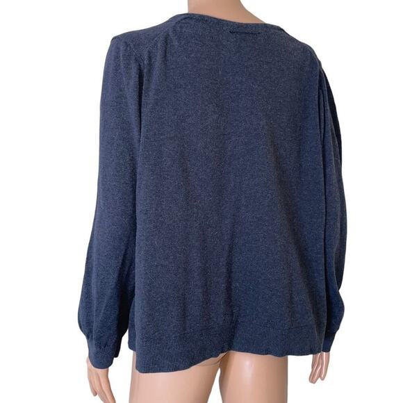 Lane Bryant charcoal gray with black faux leather pockets zip up cardigan SZ 18 - Picture 8 of 11